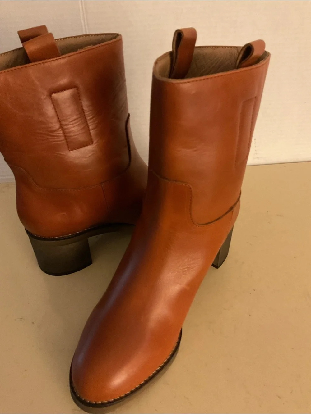 Free People women Cognac Leather Heeled Boots US 9 - Picture 2 of 14